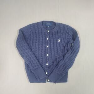 Polo by Ralph Lauren Mini Cable-Knit Cotton Cardigan Girl's Size Medium (8-10)